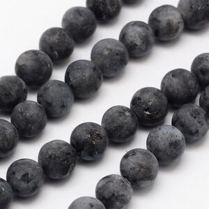8MM Frosted Larvikite Beads-ONE Gemstone Bead Strand-Jewelry Making Supplies NWT